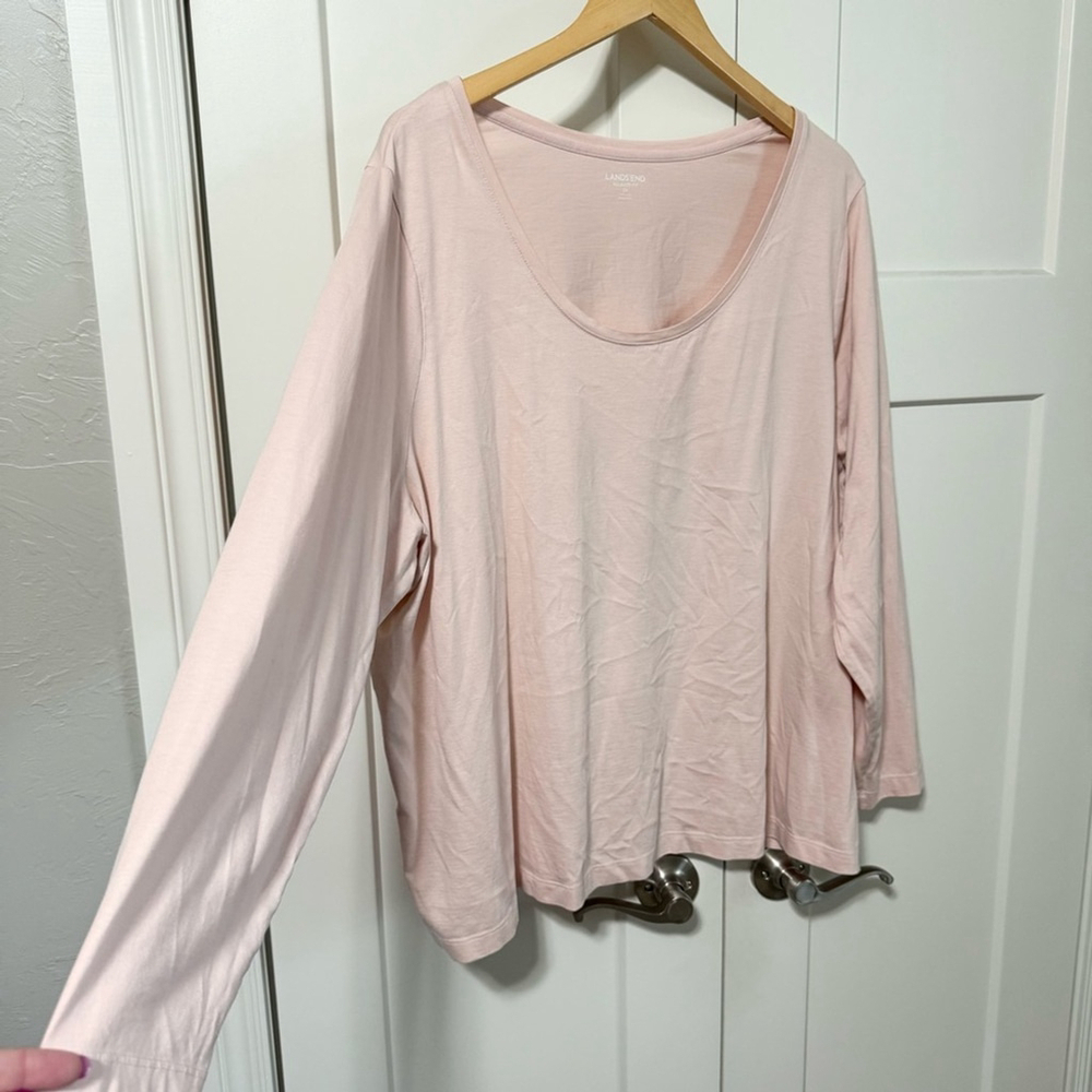 Lands End Women's Pink Long Sleeve Top scoop neck tee top size 2x - Picture 2 of 5